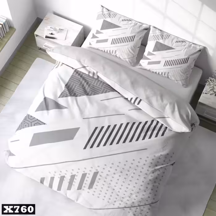 سرویس رو تختی دونفره میکروتترون سه بعدی،طرح اسپرت با زمینه سفید،مناسب بزرگسال،برای تخت160