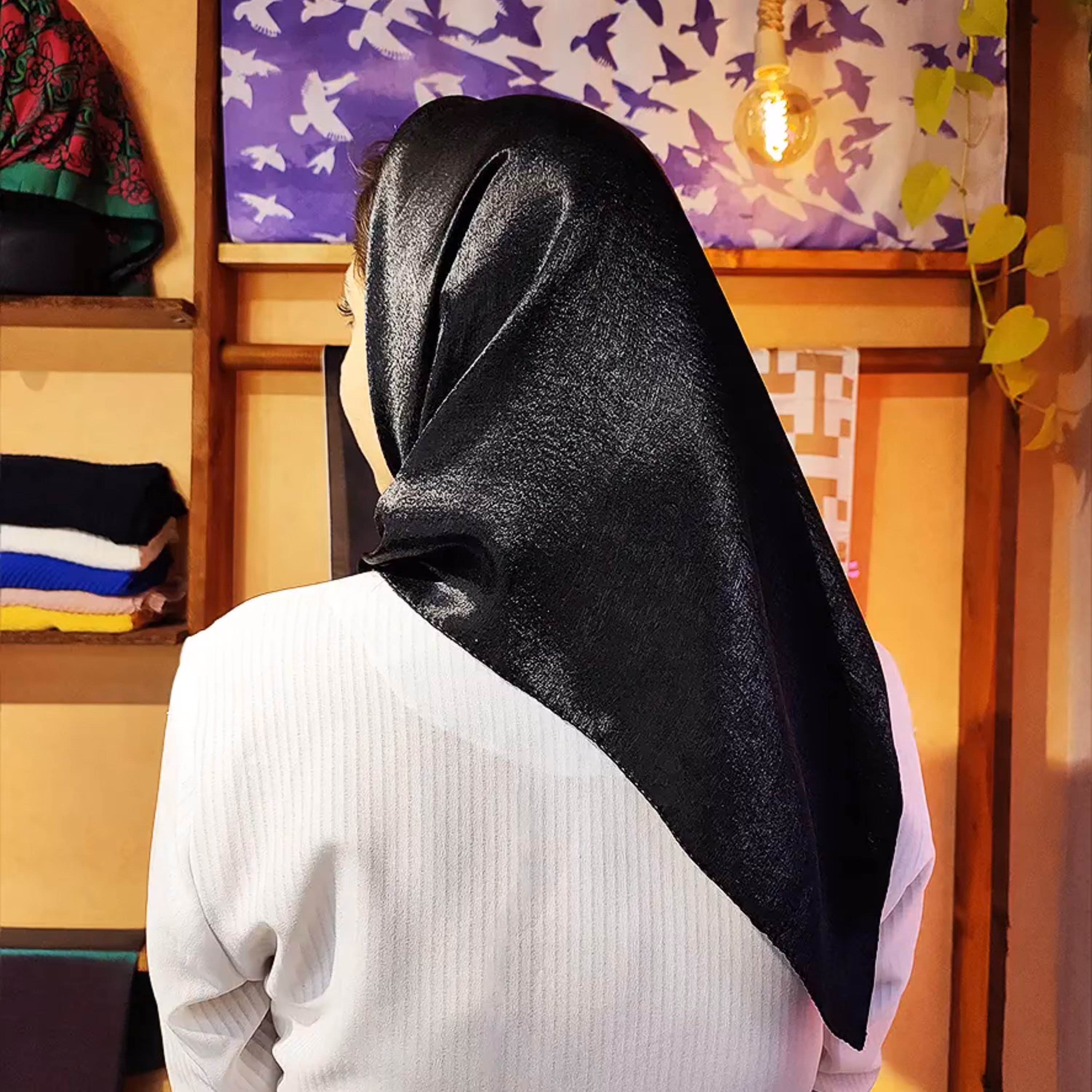 مینی اسکارف مجلسی مشکی کد 3865