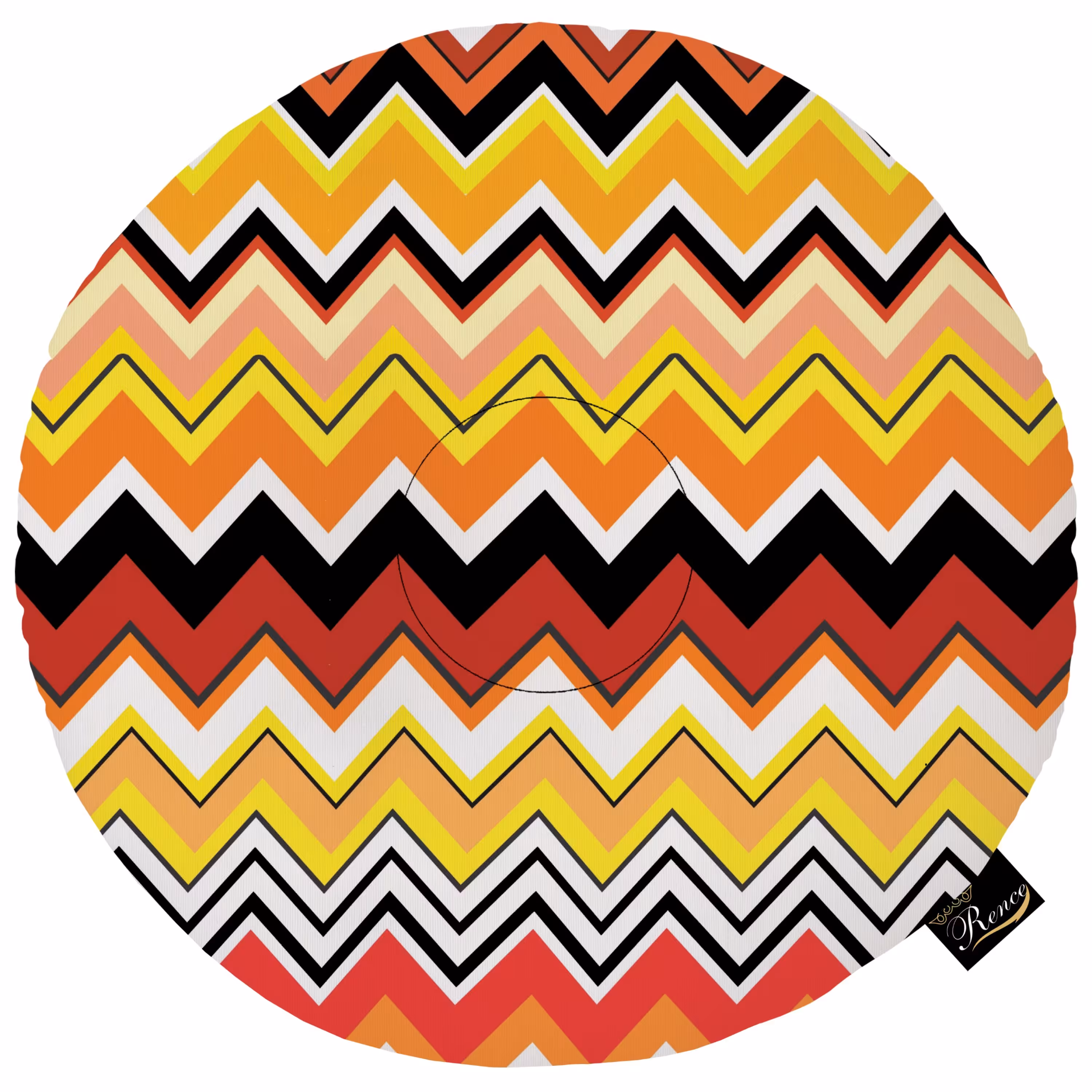 بالش و تشک صندلی گرد پارچه مخمل دو رو چاپ طرح راه راه سایز 38 در 38 مدل M2-7 شرکت رنس