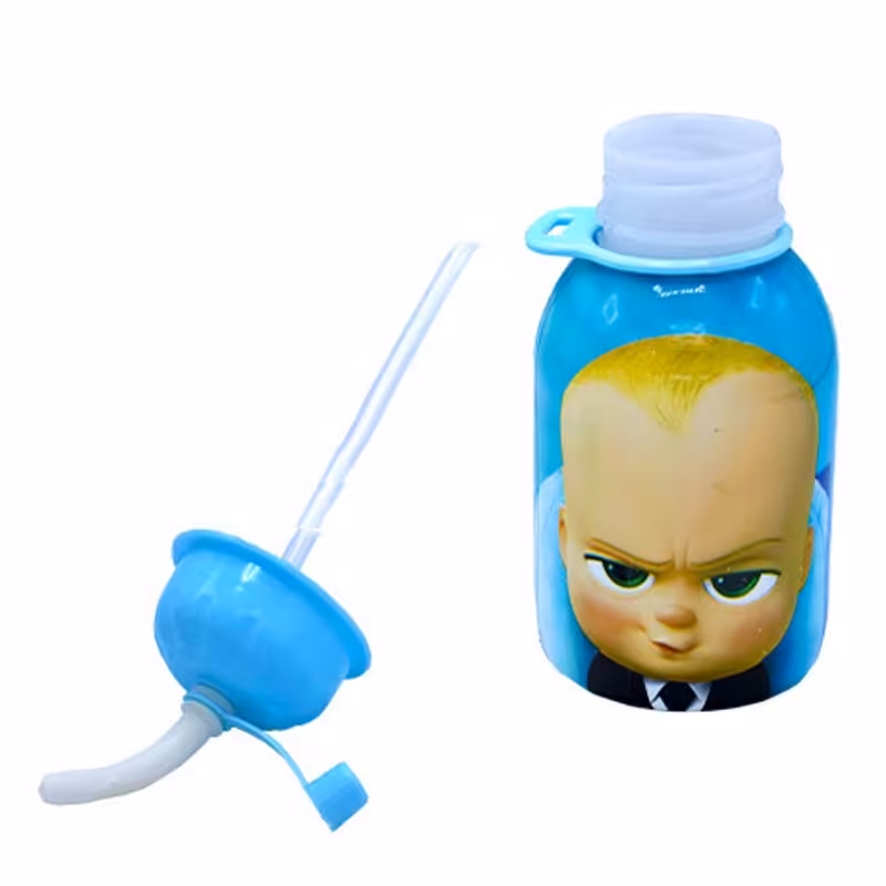 لیوان نی دار فانتزی پسرانه و دخترانه طرح هلو کیتی بچه رئیس و باب اسفنجی