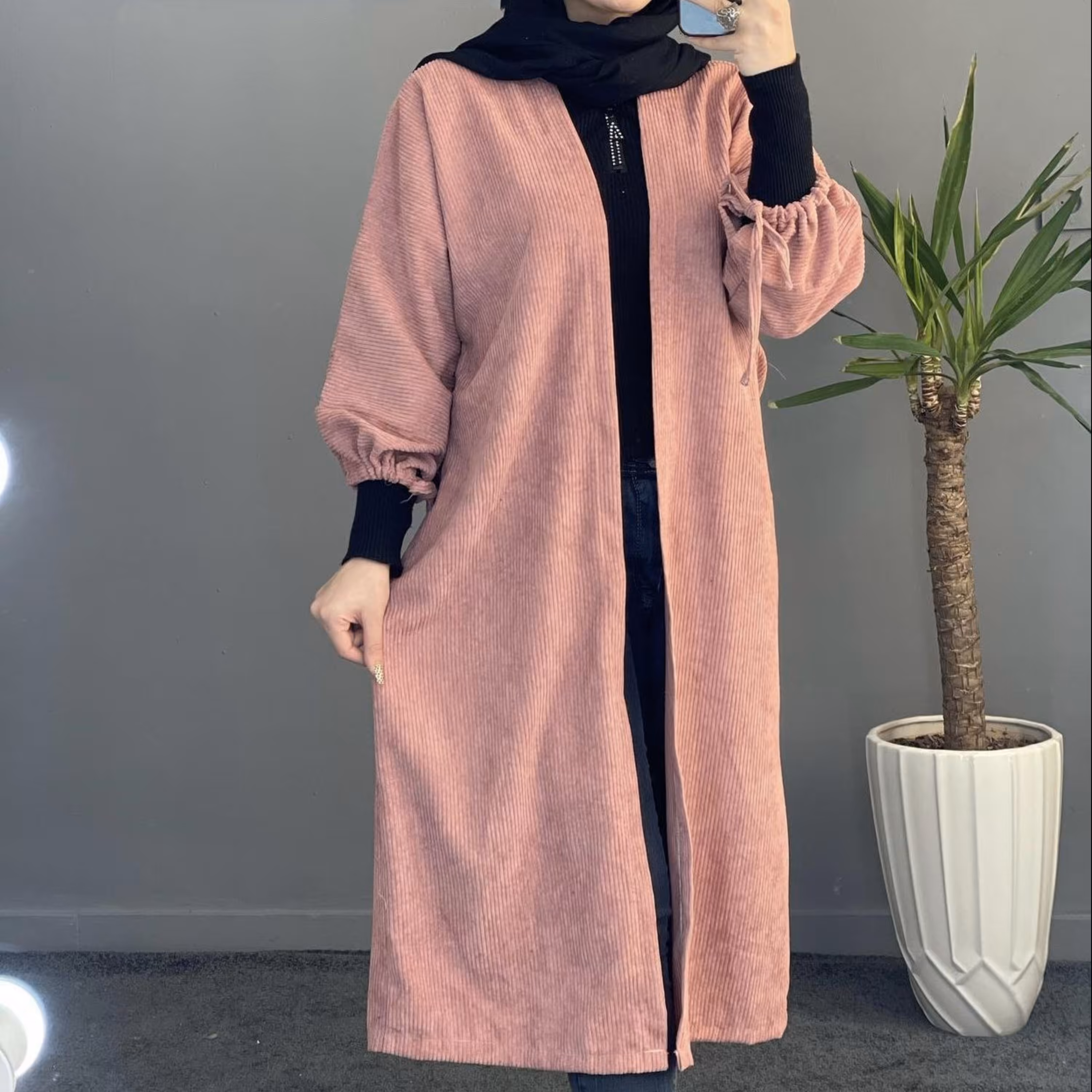 مانتو کبریتی بلند جلو باز