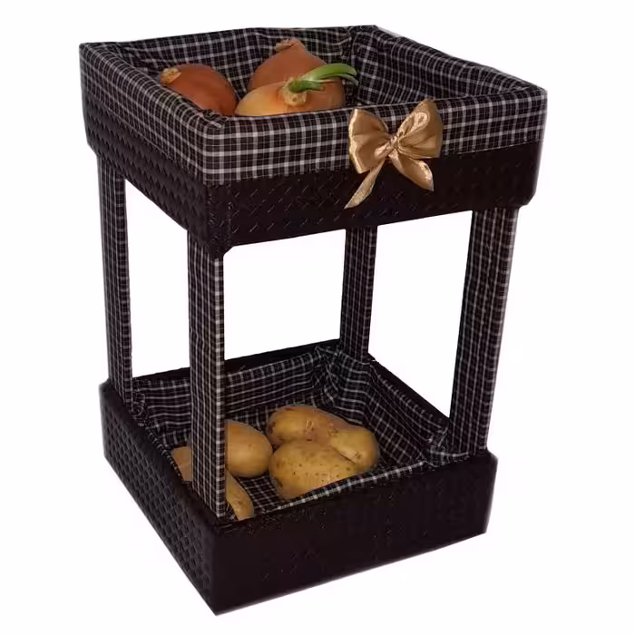 سبد سیب زمینی پیاز 2طبقه چرمی ضخیم