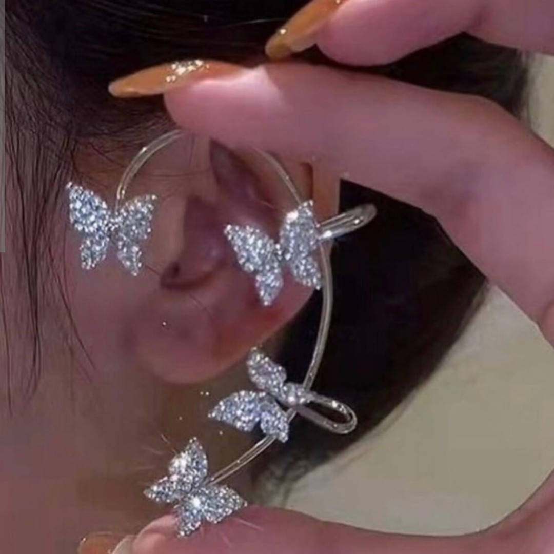 گوشواره ایرکاف  پروانه  اصل طلایی و نقره ای
