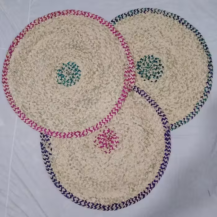 سفره حصیری 80 سانتی دور رنگی
