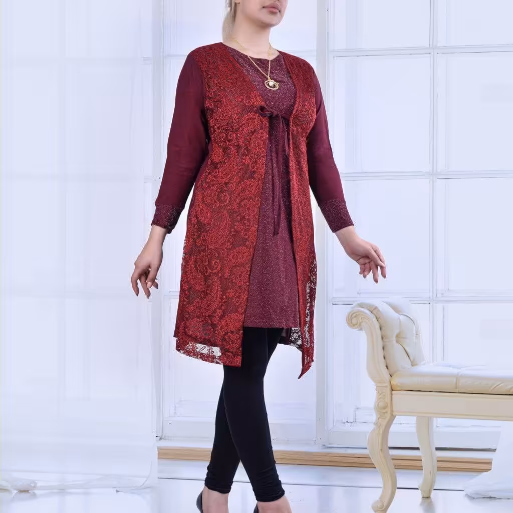 تونیک مجلسی لمه عسل مدل دوتیکه به هم چسبیده