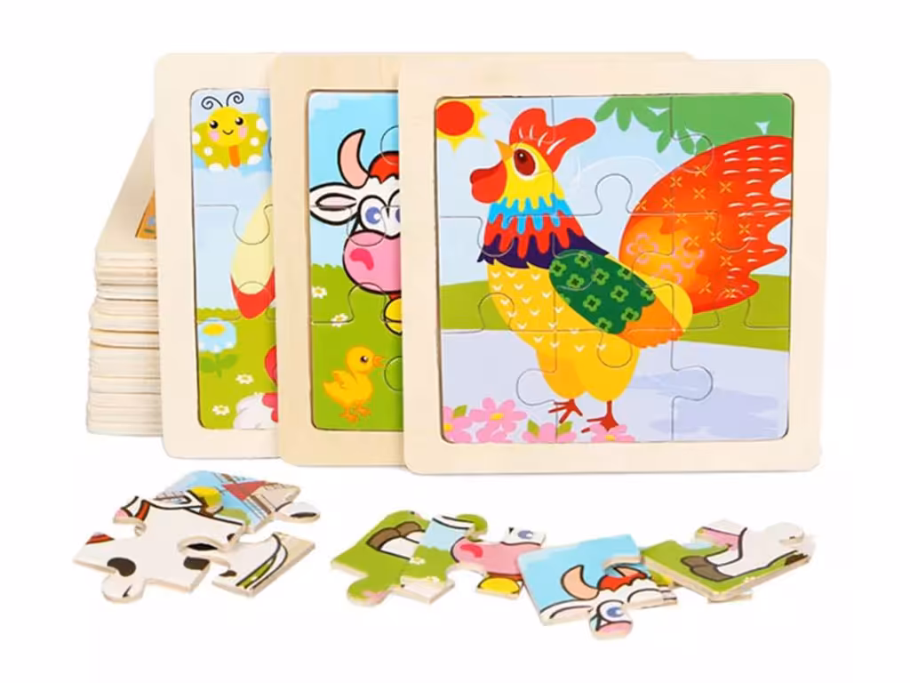 پازل چوبی 9 تکه سایز کوچک طرح دار اسباب بازی