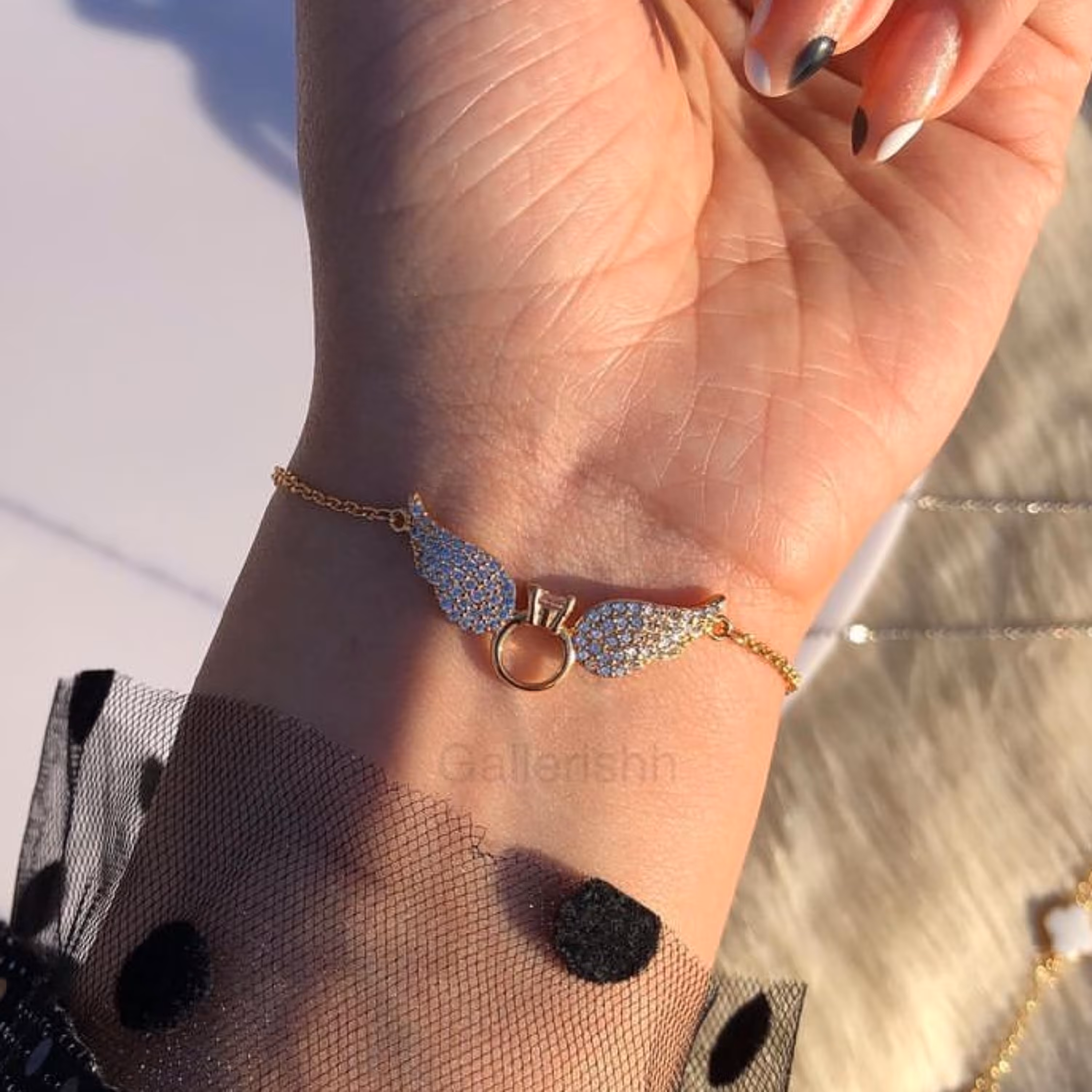 دستبند بال فرشته طلایی استیل 