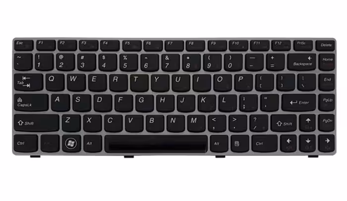 کیبورد لپ تاپ لنوو مدل IdeaPad Z360 مشکی با فریم نقره ای