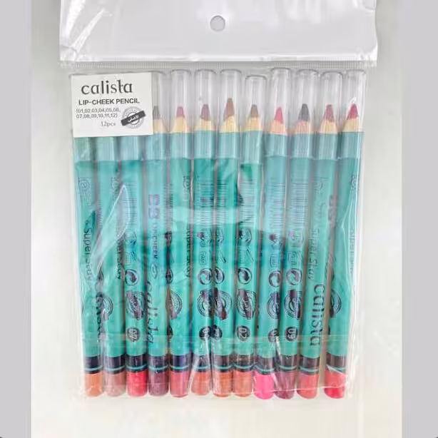 پک رژلب مدادی 12 تایی پوکه سبز کالیستا