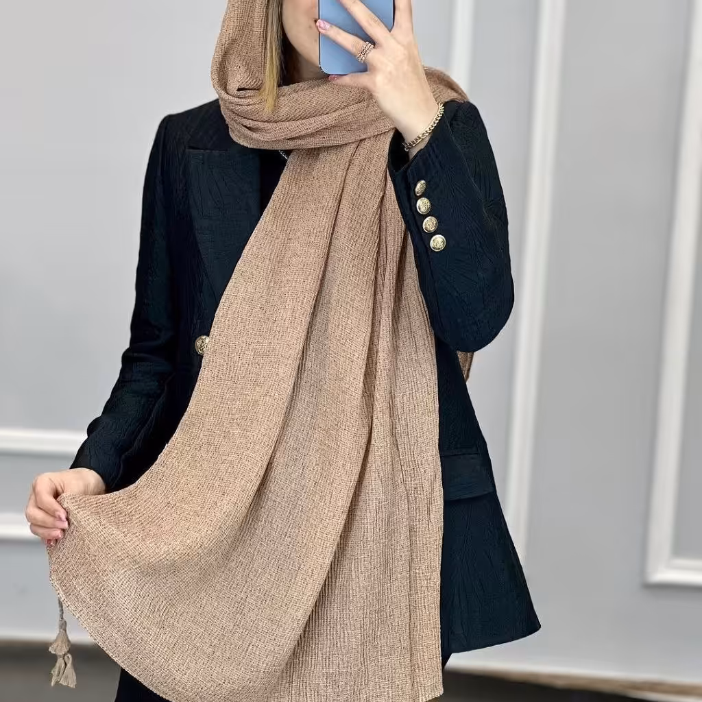 شال پلیسه پاییزه دونه برفکی منگوله دار شیک و ایستایی عالی با 8تا رنگ خوشگل
