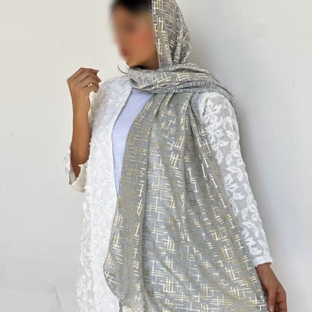 شال مجلسی لمه شاین نقره ای طلایی (ارسال رایگان )
