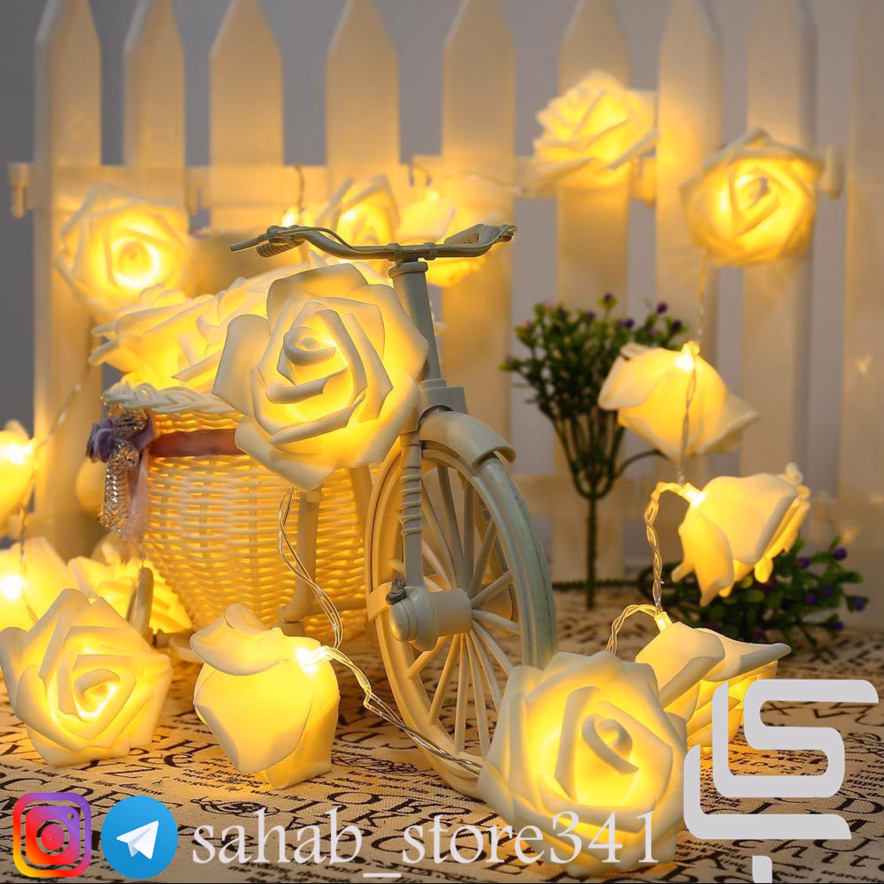 ریسه گل رز باتری خور آفتابی