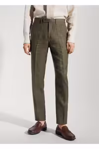 شلوار سبز مردانه 100 ٪ کتان اورجینال MANGO Man