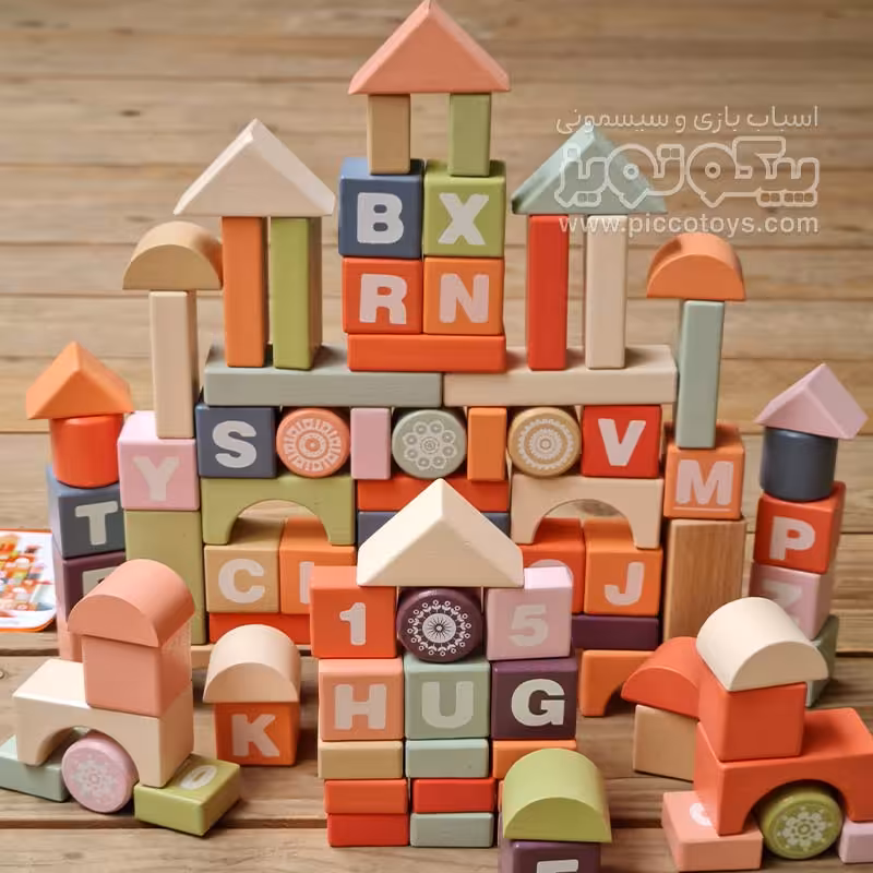 بریکس چوبی 94 تکه مدل حروف الفبا و اعداد انگلیسی کد DYY1158