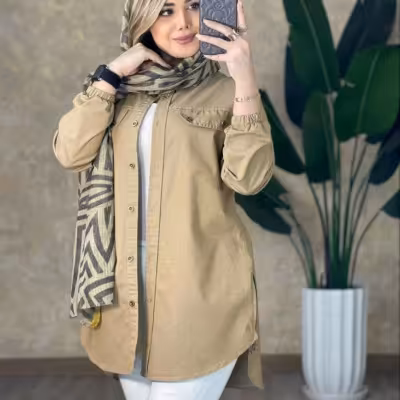 مانتو اسپرت زنانه بغل زیپ کتان کش مدل 1182