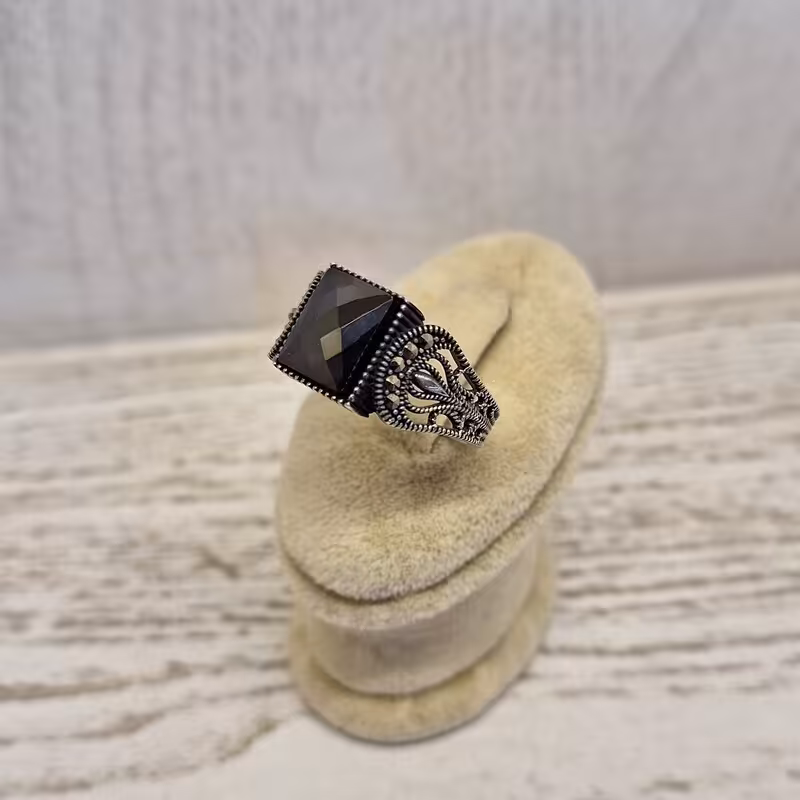 28-انگشتر نقره عیار 925 اسپرت ترک با سنگ اونیکس - کد 111.121.2296 - w 5.81