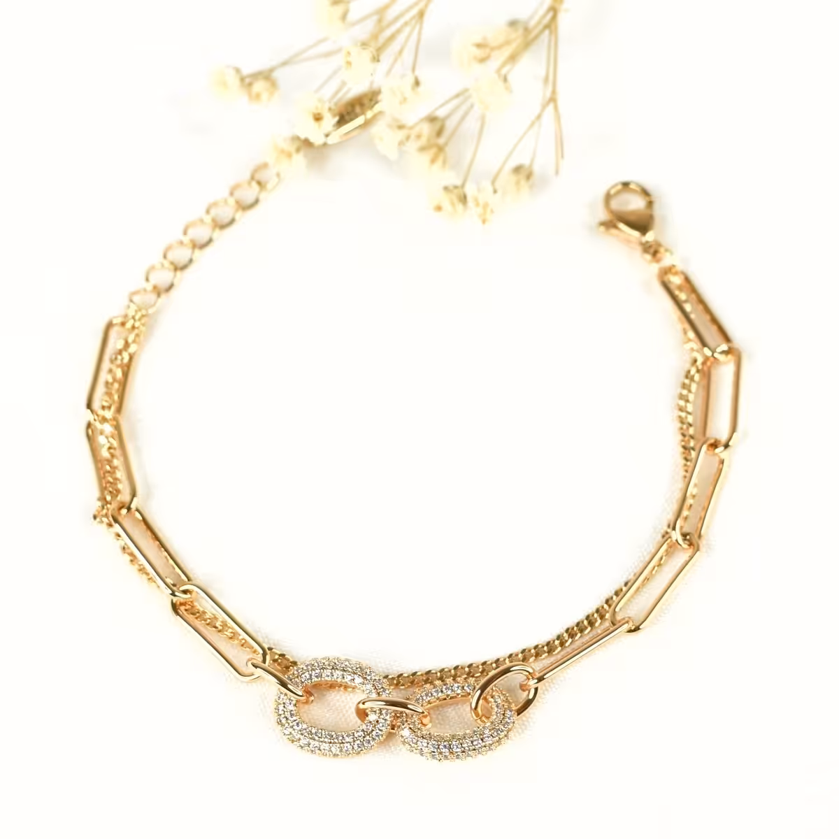 دستبند دولاین طرح طلا برند ژوپینگ کد9862