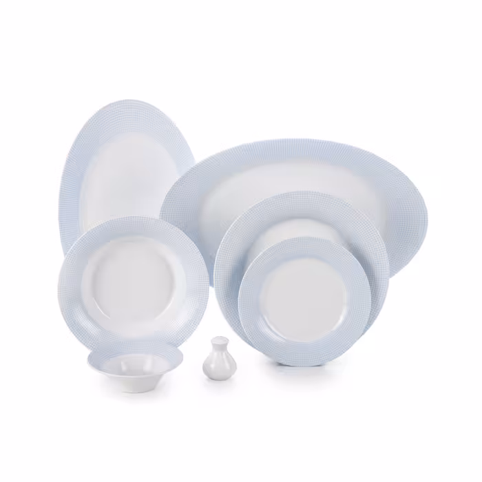 سرویس چینی زرین 6 نفره غذاخوری مریدین آبی (35 پارچه)