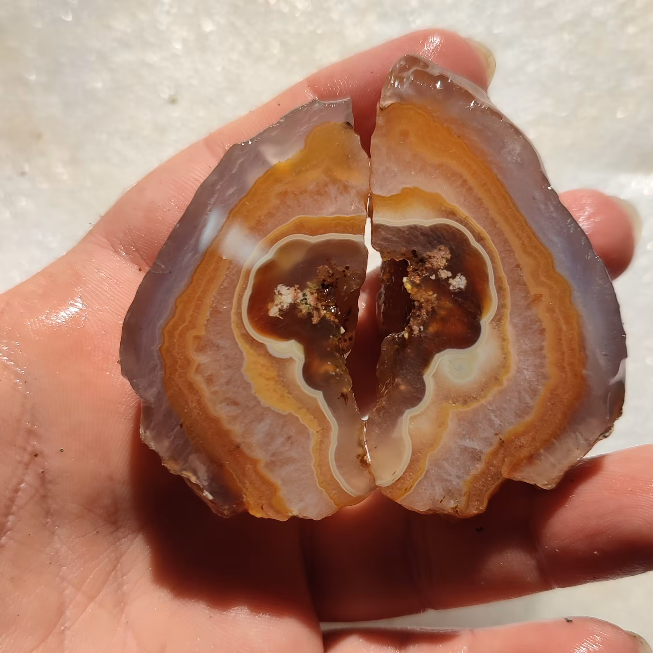 جفت برش سنگ عقیق سلیمانی چندرنگ شجرشکوفه خاص