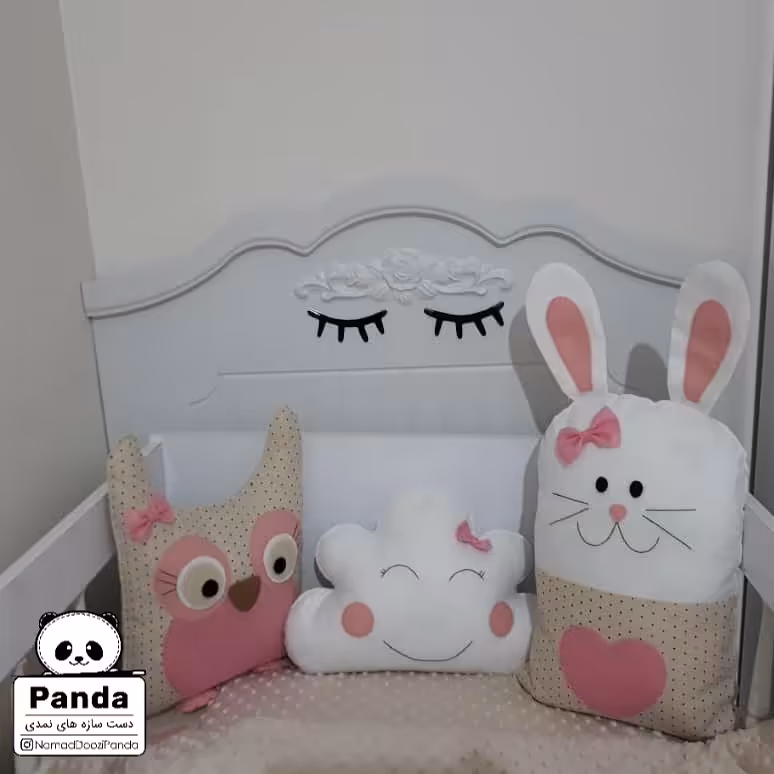 کوسن نمدی تختخواب کودک ( قیمت 3 کوسن خرگوش، جغد و ابر)