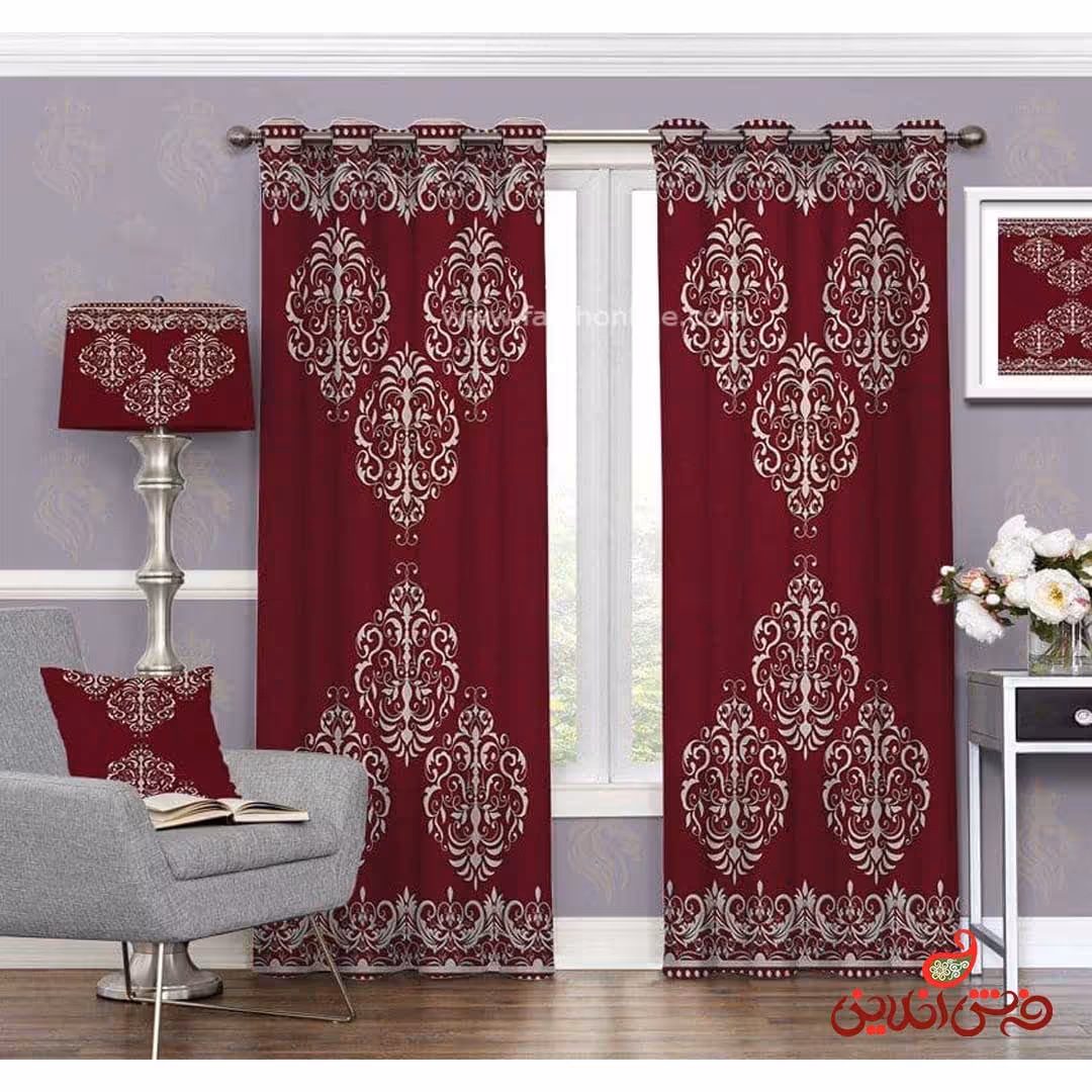 پرده سنتی قرمز کد 3309
