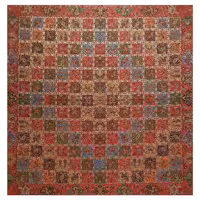 رومیزی مربع ترمه ابریشم کد TRM71 نفیس رنگ قرمز آستر زرشکی لبه مغزی دوزی