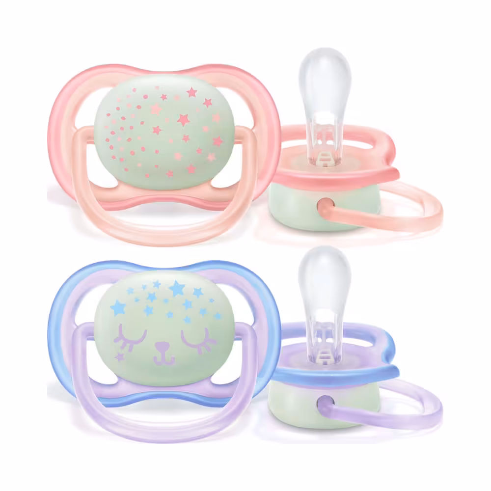 پستانک الترا ایر 6-0 ماه دو عددی شبرنگ طرح ستاره اونت Avent