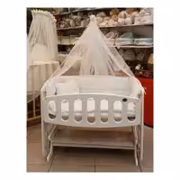 گهواره کودک مدل آرسا-سایز  90در 60-دارای سرویس خواب و تور تخت و گارد-دارای حفاظ آسانسوری-قابلیت ننویی شدن و تخت شدن