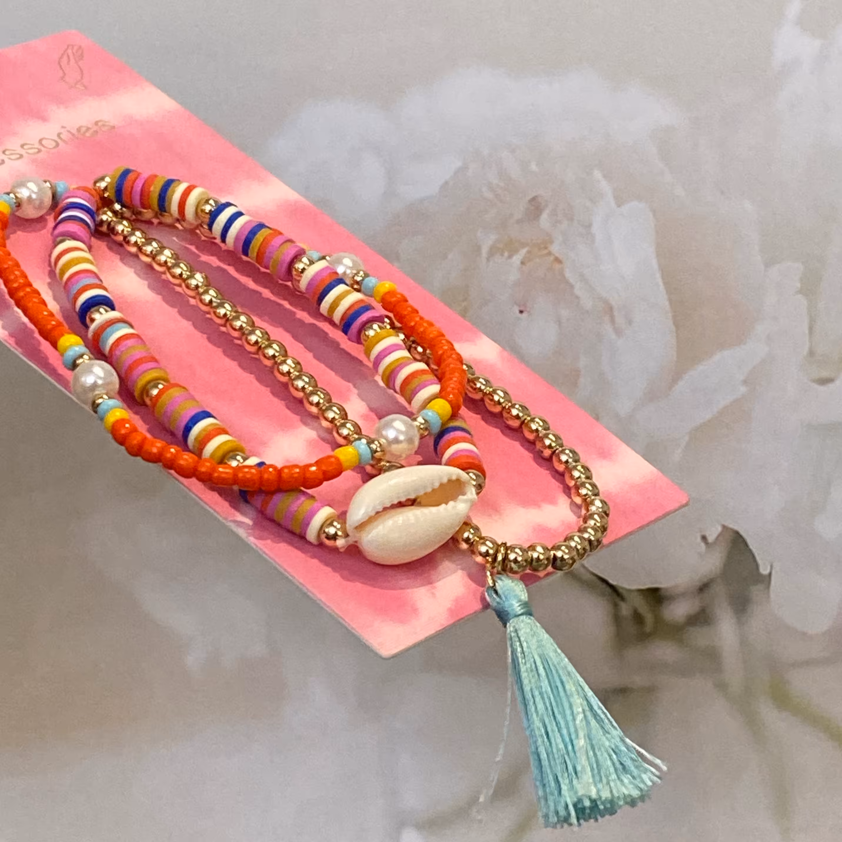 پک سه تایی دستبند رنگین کمان با مهره های رنگی بسیار دلبر و خاص مناسب مهمانی 