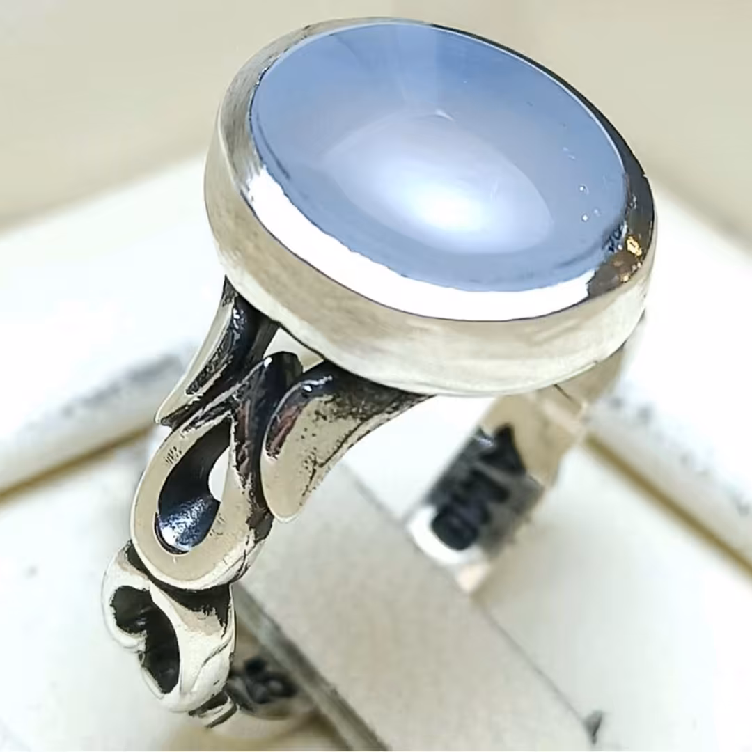 انگشتر نقره مردانه همراه عقیق یمنی کبود