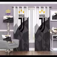 پرده اتاق خواب پسرانه دو قواره طرح تیم یوونتوس کد S8989