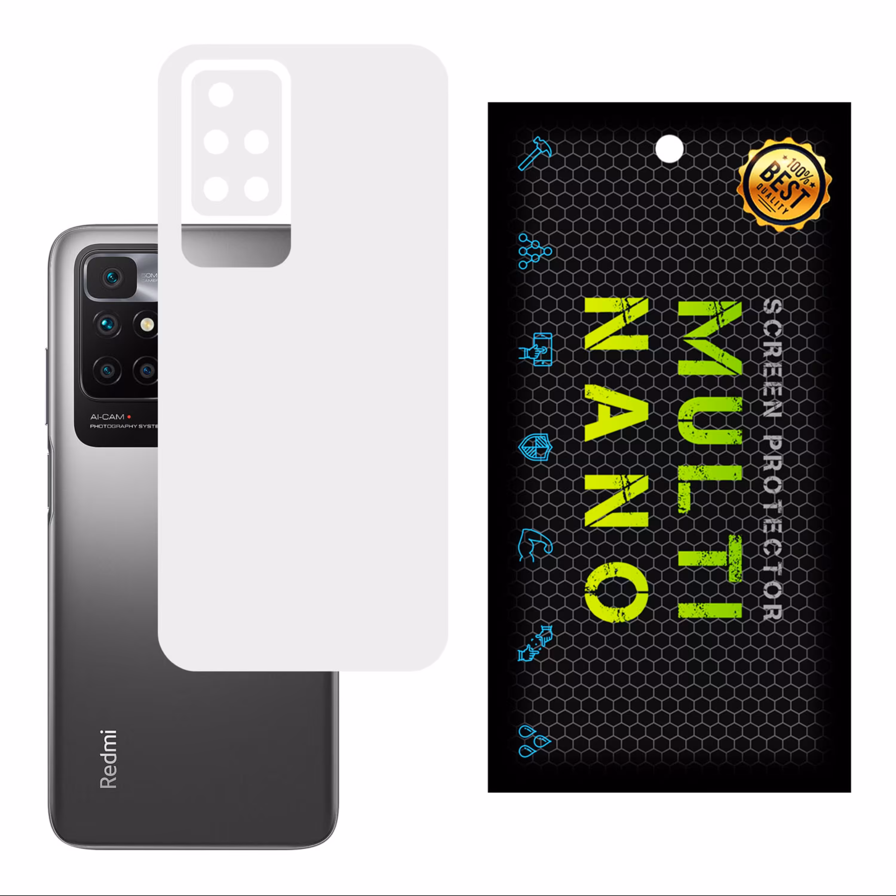 برچسب پوششی MultiNano مدل X-F1M- White برای پشت موبایل شیامیRedmi  10 Prime 