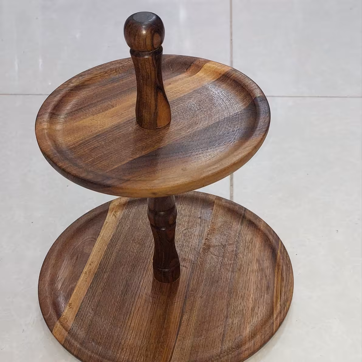 شیرینی خوری چوبی دو طبقه چوب گردو دست ساز