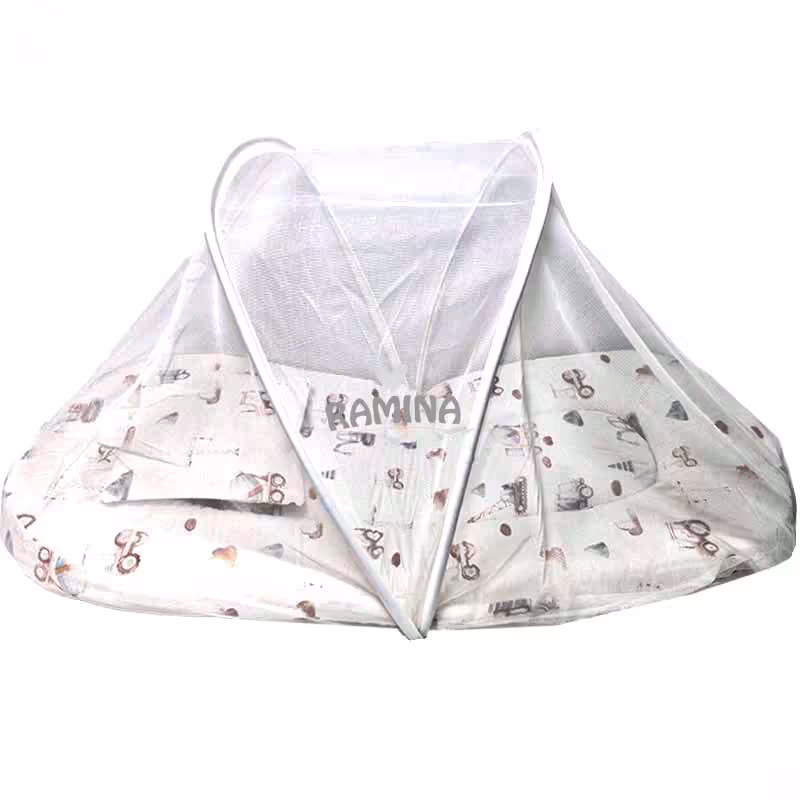 پشه بند فنری نوزاد با تشک و بالش نخی طرح ماشین بیبی لایک Baby Like