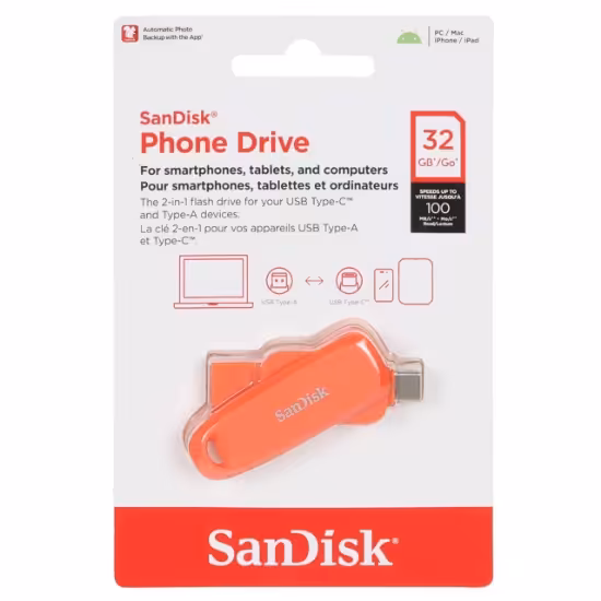 فلش مموری سن دیسک مدل Phone Drive USB Type-C USB3.2 ظرفیت 32 گیگابایت