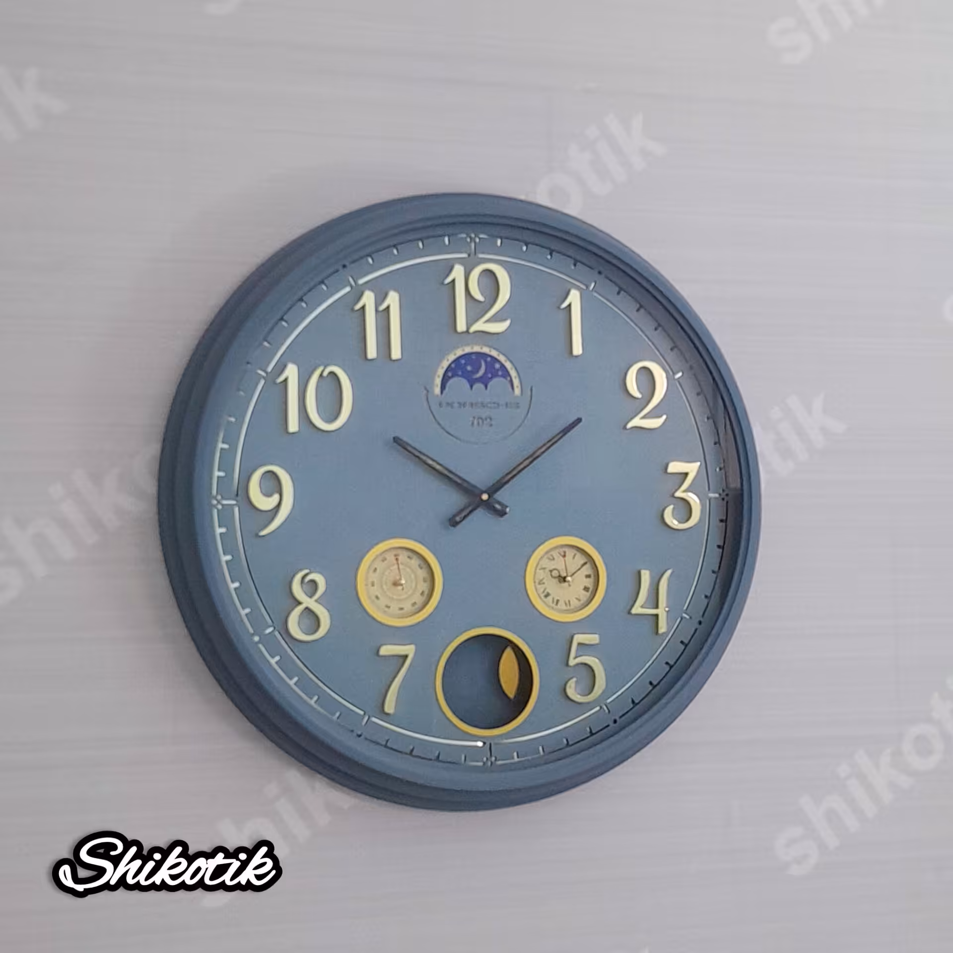 ساعت دیواری  سه زمانه (3 موتوره ) پاندول دار مدل ماه و ستاره