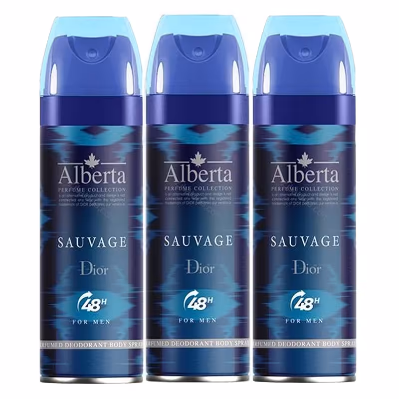 اسپری بدن مردانه آلبرتا مدل ساواج دیور حجم 200 میلی لیتر مجموعه 3 عددی