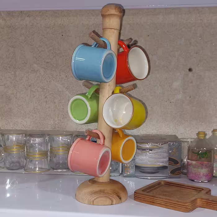 آویز استند فنجان چوبی