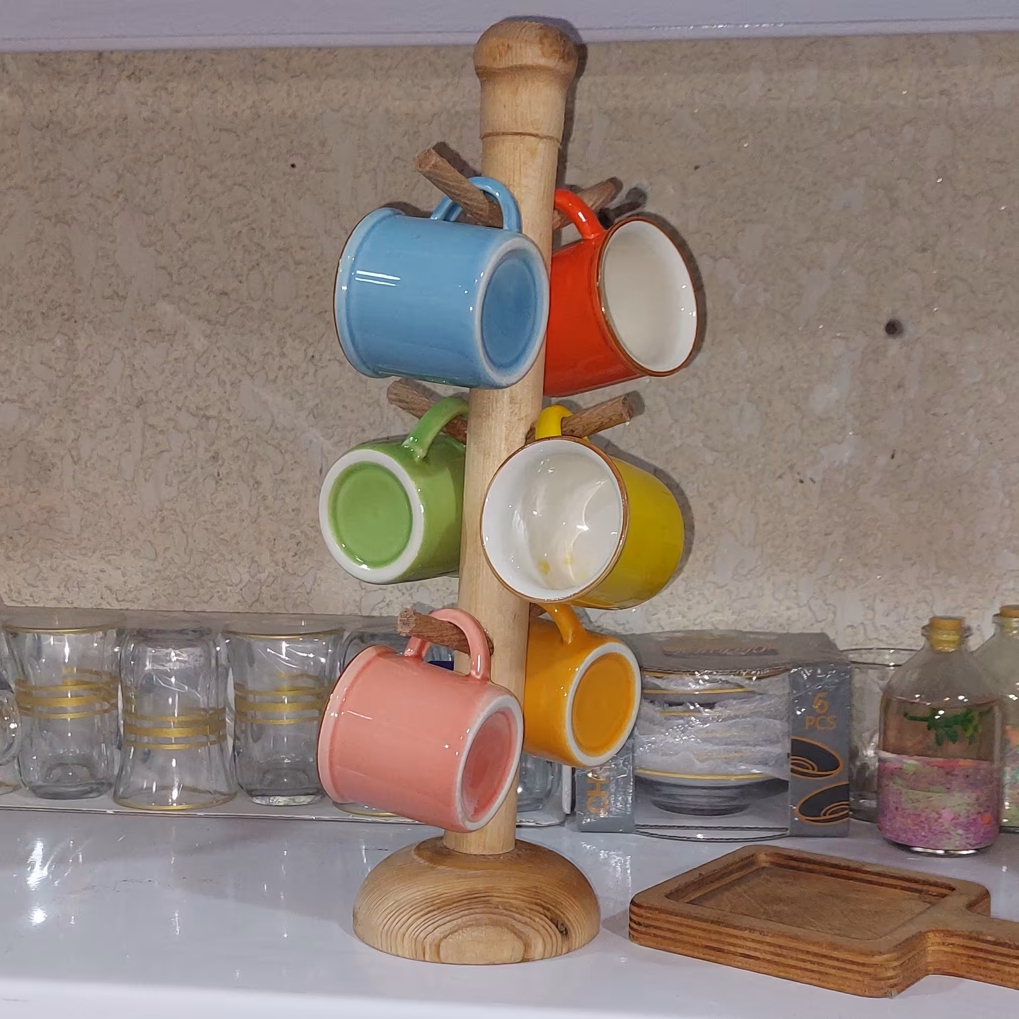 آویز استند فنجان چوبی