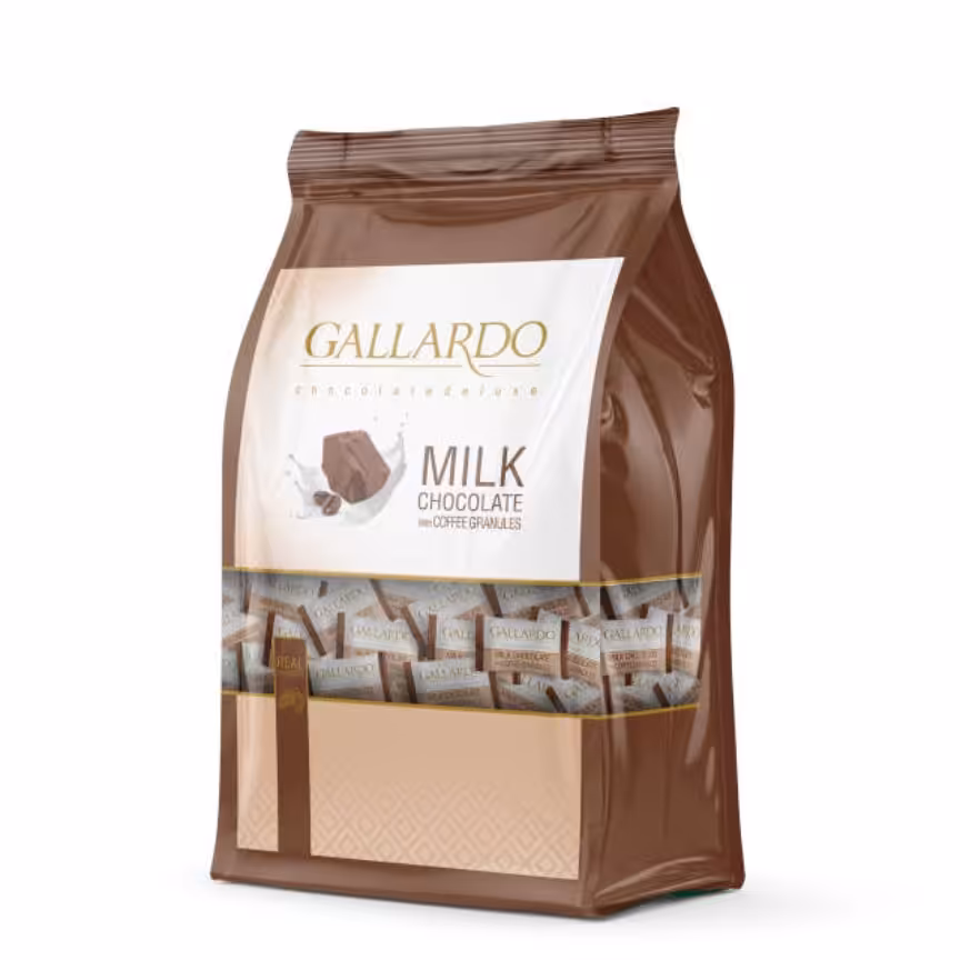 شکلات گالاردو شیری با گرانول قهوه بسته بندی شده 330 گرمی