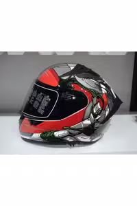 کلاه کاسکت موتورسیکلت چند رنگ موتور ایمنی Pro 801 War Matte Gray Red با عینک آفتابی ام تی اس MTS