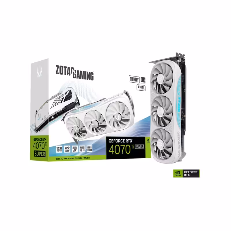 کارت گرافیک زوتاک مدل GAMING GeForce RTX 4070 Ti SUPER Trinity OC White Edition 16GB GDDR6X