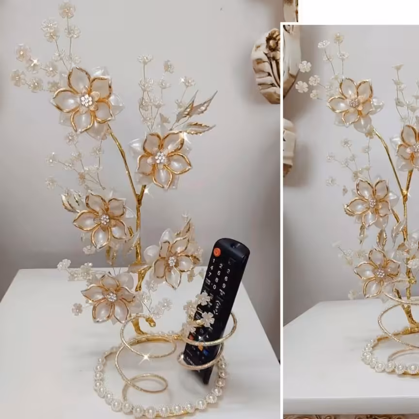 جا کنترلی با گلهای کریستالی لب طلایی بسیار زیبا و قابل شستشو 