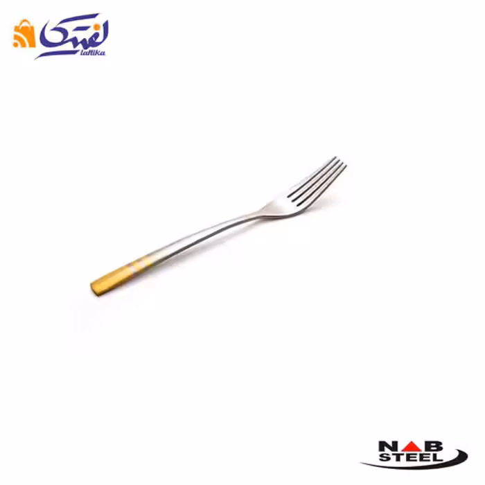 چنگال غذا خوری ناب استیل مدل فلورانس دور طلایی 6 عددی