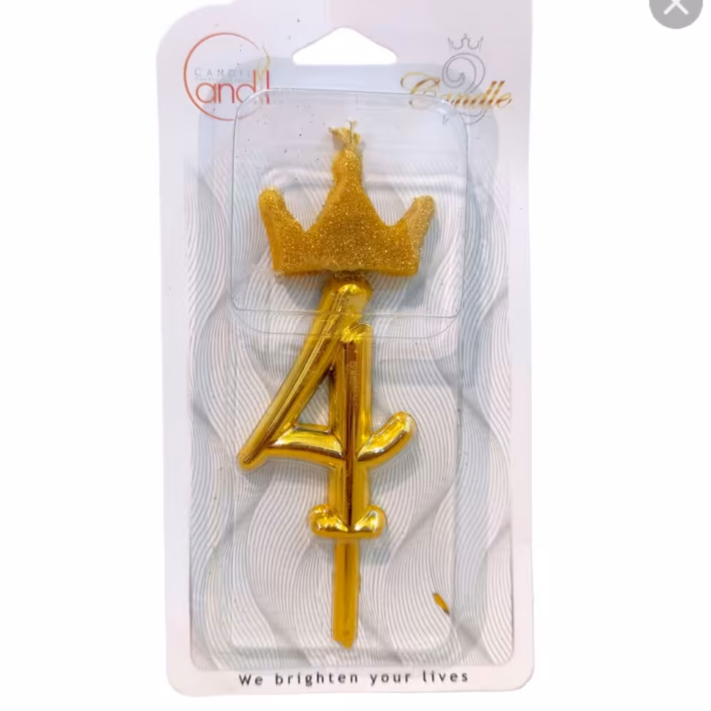 شمع عدد 4 طلایی 