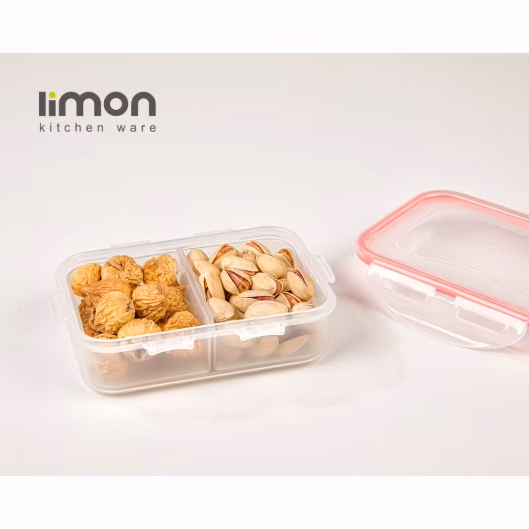 ظرف فریزری مستطیل دوخانه لیمون