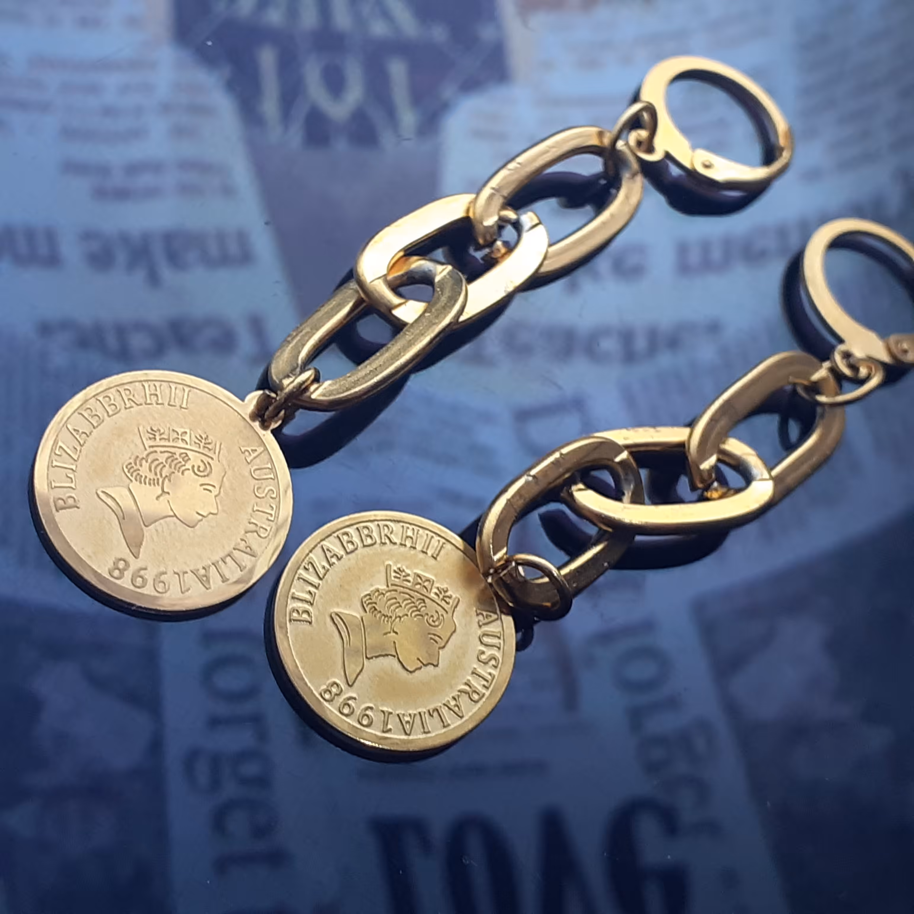 گوشواره الیزابت کابلی استیل ضد حساسیت رنگ ثابت روکش طلا کد(288)