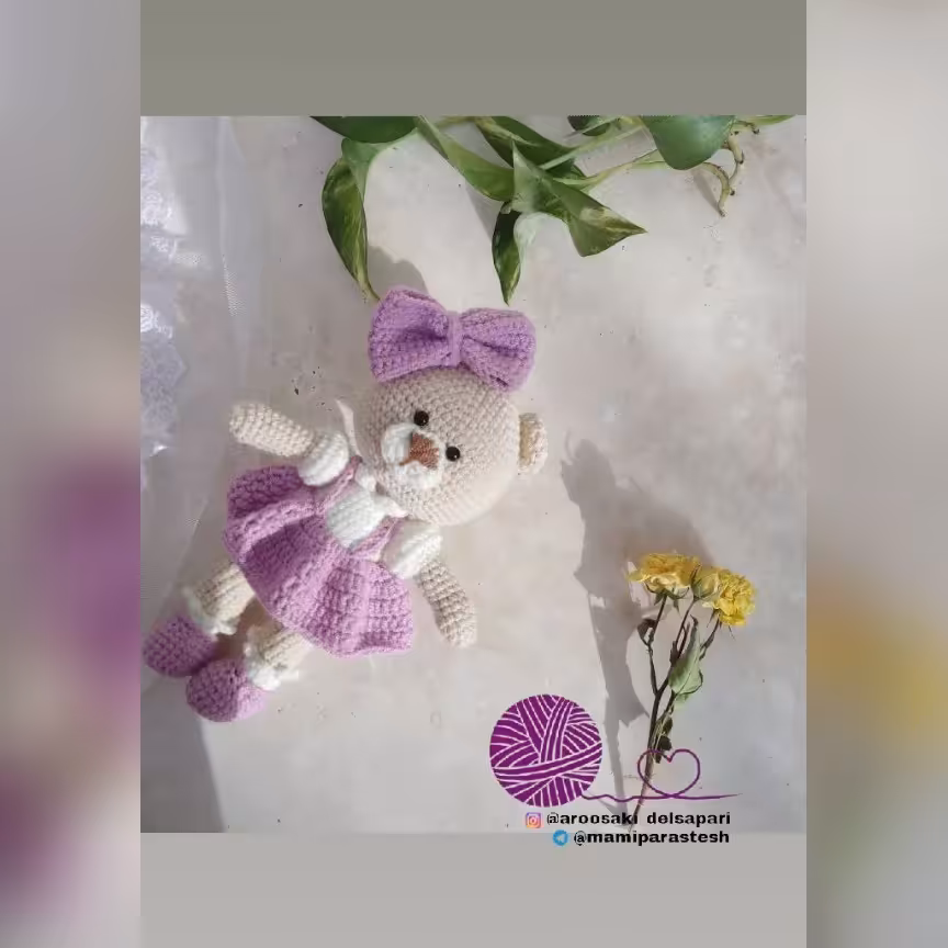 عروسک خرس دختر،قابل سفارش در هر طرح و رنگ ،اندازه تقریبا 22