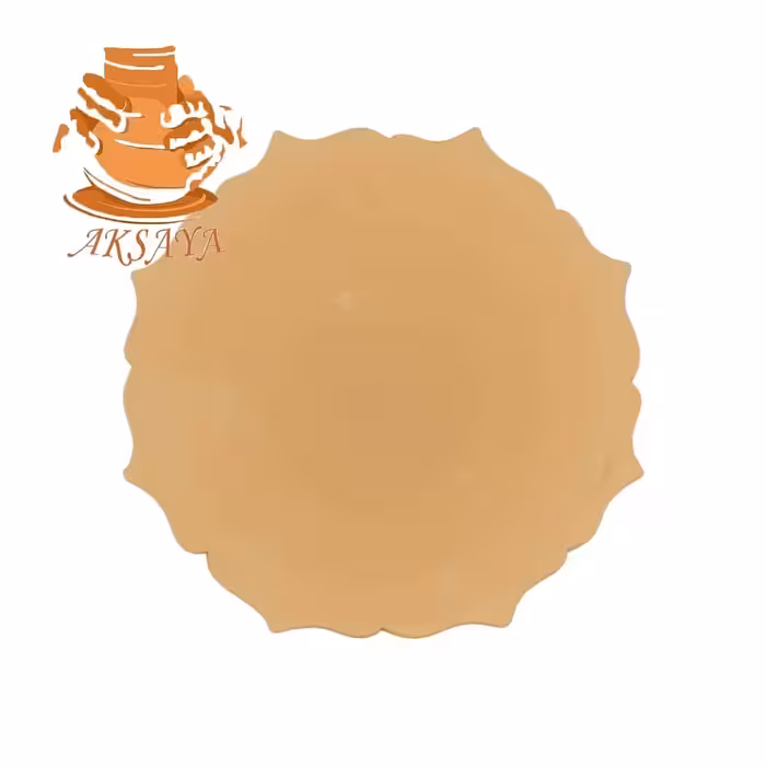 بشقاب سفالی خام مدل لب کمانی قطر 30 سانتی متر