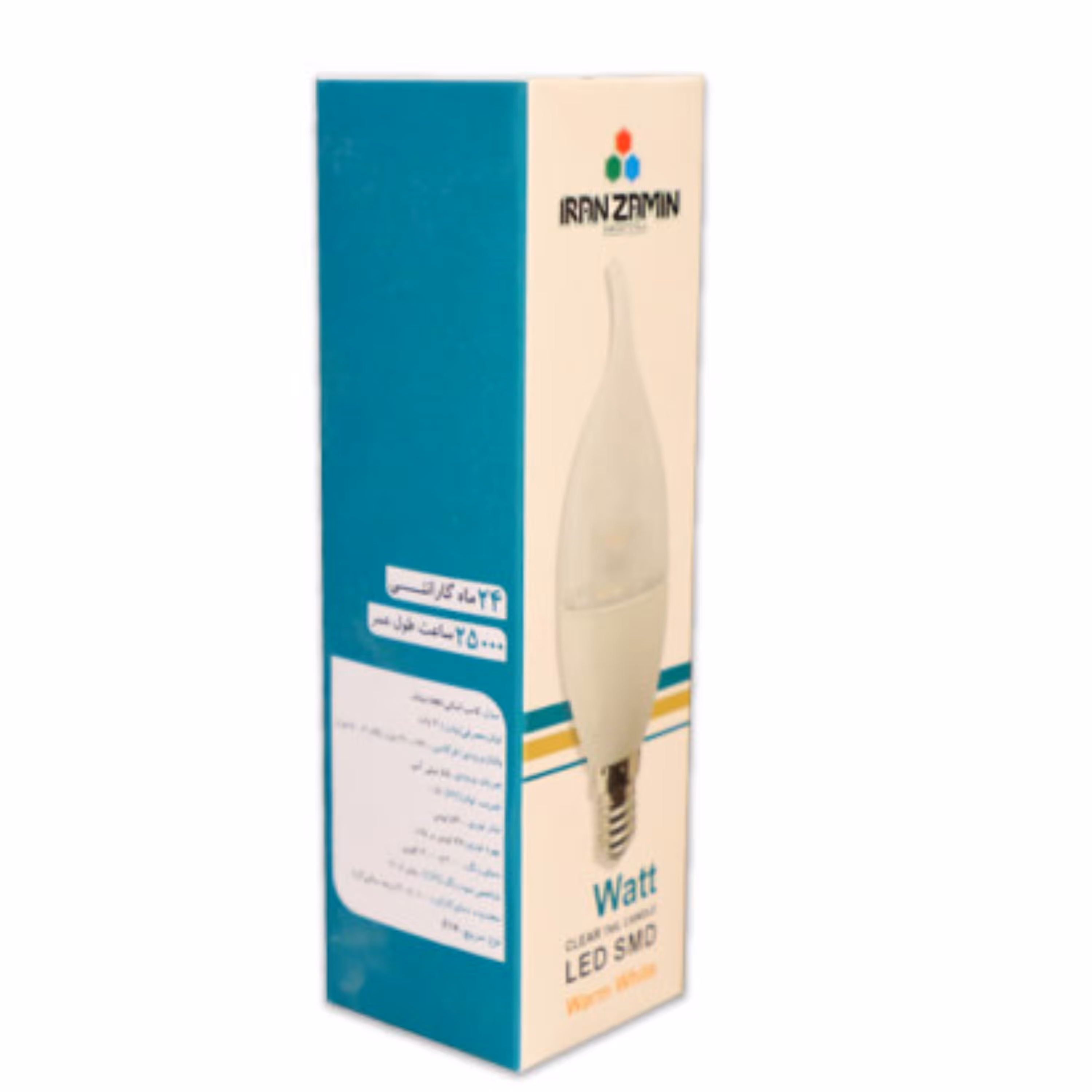 لامپ لوستر 7 وات ایران زمین مدل اشکی مهتابی